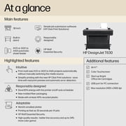 HP DesignJet T630 Large Format 36-inch Plotter Printer with Auto Sheet Feeder, Media Bin & Stand (5HB11D)