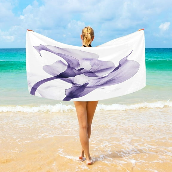Ryvnso Purple Flower Oversized Beach Towel Microfiber Bath Blankets Swimming Fitness 37" x 74"