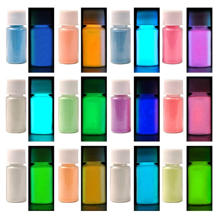 SEISSO Glow in The Dark Powder 12 Colors Epoxy Resin Dye Luminous Pigment Powder Safe Long Lasting for Fine Art, DIY Nail Art, Epoxy Resin Colorant