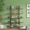 thumbnail image 5 of 5-Shelf Rustic Extra-Large Bookcase - 72"H×47"L×12"W, 14.2" Compartment Height, E1 Engineered Wood & Solid Steel Tube Frame, Non-Slip Leg Pads, for Living Room/Home Office/Study, 5 of 6