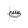 thumbnail image 2 of Gem & Harmony Mens Stainless Steel 8mm Polished Checkered Pattern Ring for Men, 2 of 5