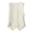 thumbnail image 5 of Womens V Neck Blazer Vest Linen Sleeveless Fitted Waistcoat White XXL, 5 of 5