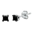 thumbnail image 4 of 1/3 Carat Princess Cut Black Diamond Stud Earrings in 14K White Gold, 4 of 4
