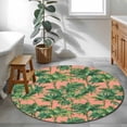 thumbnail image 3 of Round Rugs 4Ft, Palm Tree Tropical Round Area Rug Washable Indoor Throw Carpet, Pink Summer Botanical Leaves Soft Non Slip Circle Rug for Kitchen Nursery Room Home Decor Aesthetic, 3 of 8