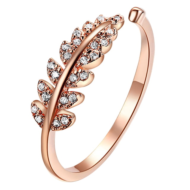 PVCS The Fashion Set Diamond Leaf Opening Ring Reveals Your Unique Personality
