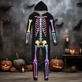 thumbnail image 4 of HJYCHN Suits Halloween Family Pajamas Family Pajamas Matching Sets Skeleton Print Hooded Zip Front Long Sleeve Full Length Homewear, 4 of 8