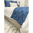 thumbnail image 3 of Luxurious 800 Thread Count Pinch Pleated Bed Runner 3 Pieces with 2 Pillow Shams Solid 100 % Egyptian Cotton Soft Fade-Resistant Easy Care Decorative Bed Scarf Solid Medium Blue, 3 of 4