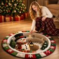 thumbnail image 4 of 3D Optical Illusion Christmas Rug Round Holiday Area Carpet with Festive Winter Snowman Pattern Detail for Entryway Indoor Living Room Floor Soft Accent Decor Atmosphere Party Ornaments Display, 4 of 4
