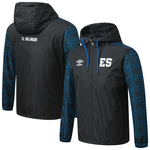 Men's-Umbro  Black El Salvador National Team Full-Zip Hooded Rain Jacket