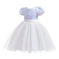 thumbnail image 2 of Gubotare Dresses for Kids Baby Girls Tutu Dress Summer Sleeveless Backless Princess Birthday Party Dresses Sequin Ruffle Tulle Bowknot Sundress 2T 3T (White,2-3 Years), 2 of 9