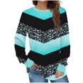 thumbnail image 2 of Fznquz Winter Plus Size Sweatshirts Women Blue Long Sleeve Crewneck Pullover Loose Fit Striped Casual 2025 Women's Clothing, 2 of 5