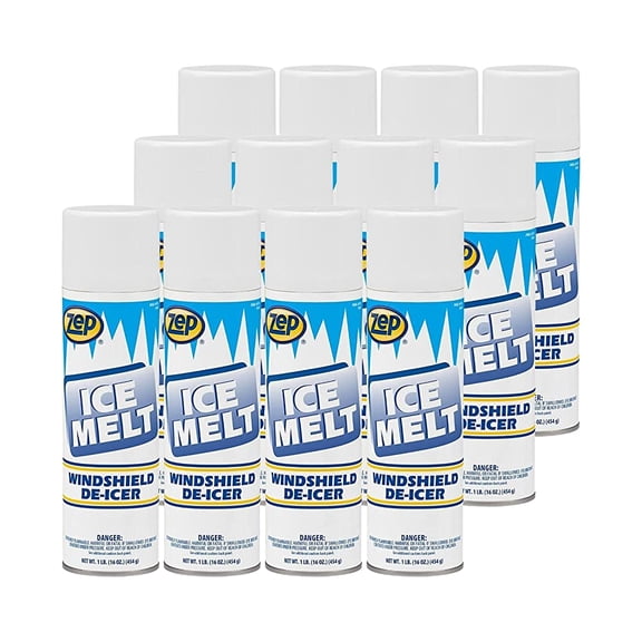 Zep Ice Melt Aerosol De-Icer for Windshields and Windows - 20 oz (Case of 12) 17601 - Ready-to-Use Aerosol
