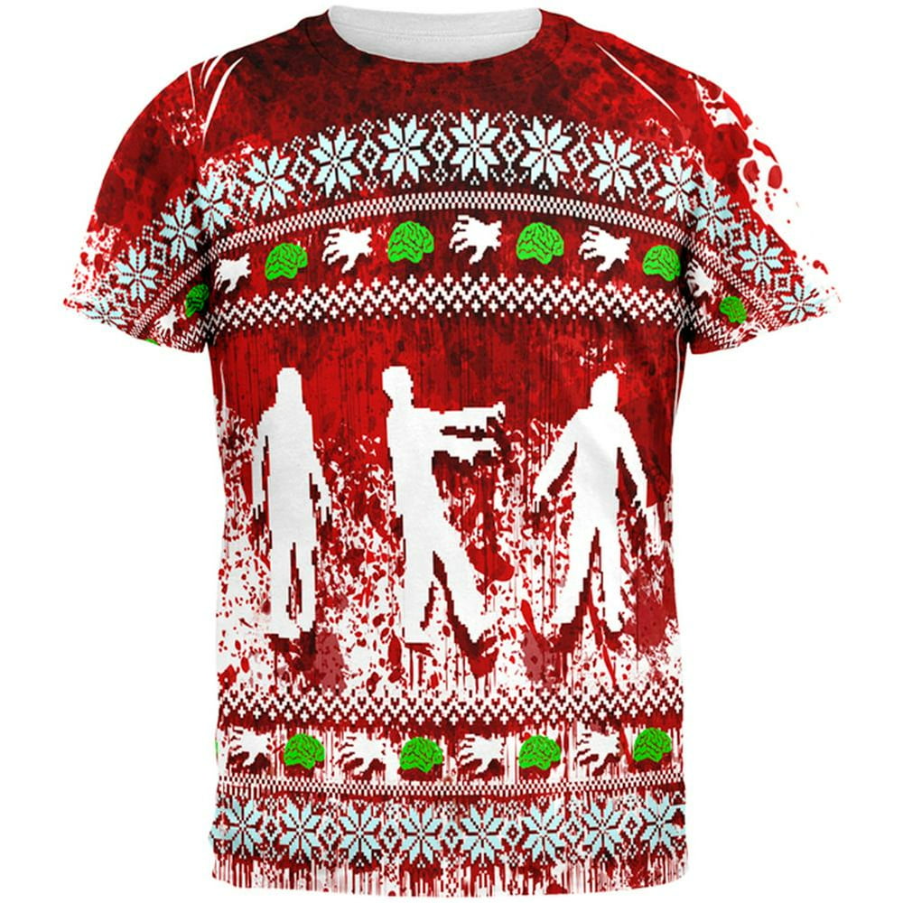 Old Glory Ugly Christmas Sweater Bloody Zombie Attack