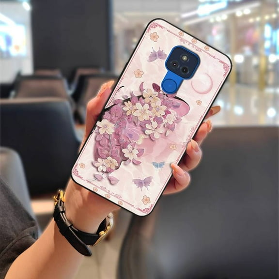 KDY-Phone Case For MOTO G Play 2021, Protective Fashion Design Durable Back Cover Anti-dust Oil Painting Cute Waterproof Anti-knock Soft case Dirt-resistant TPU flower Full wrap Silicone