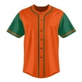 thumbnail image 3 of Baseball Short Sleeve Button Down Team Orange Jersey Baseball Team Sport Uniforms for Men, 3 of 5