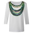 thumbnail image 4 of IWRICH Women's Long Sleeve Mardi Gras Tees Crew Neck Rave Tops Casual Graphic Printed Trendy T Shirts White XL, 4 of 4