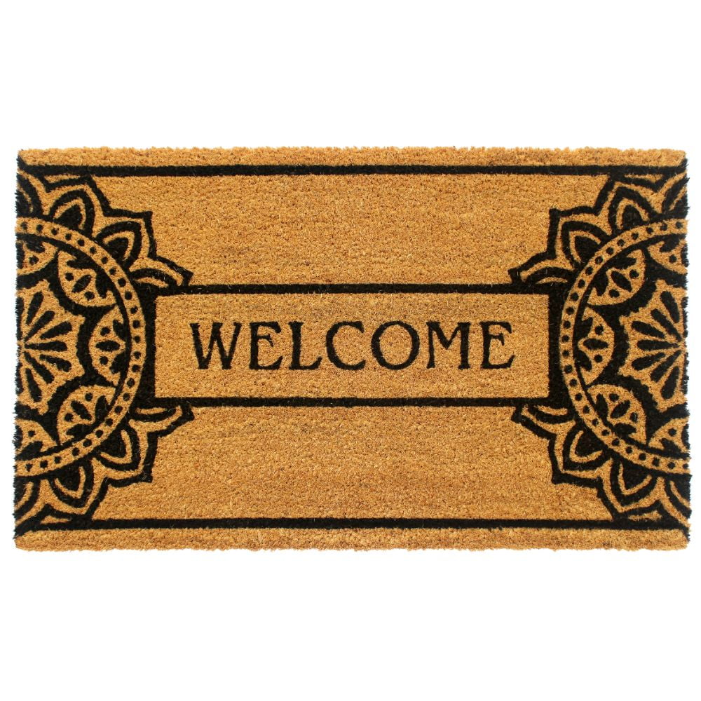 RugSmith Machine Tufted Mandala Welcome Indoor and Outdoor Coir Doormat, 18' x 30'