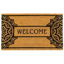 RugSmith Machine Tufted Mandala Welcome Indoor and Outdoor Coir Doormat, 18" x 30"