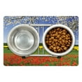 thumbnail image 1 of Flower Pet Mat for Food and Water, Poppy Field with a Spring Landscape and Blossom Tree View in Meadow Nature Image, Non-Slip Rubber Mat for Dogs and Cats, 18" X 12", by Ambesonne, 1 of 2
