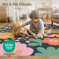 thumbnail image 4 of ODIKA 4'x6' Black Pink Vintage Floral Symphony Design Washable Area Rug Elegant Maximalist Patterns with Retro Touch Pet Friendly, Non-Shedding for Bedroom, Reading Nook, 4 of 7