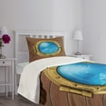 thumbnail image 5 of Ambesonne Shark Quilted Bedspread Set 2 Pcs, Submarine Chamber Window, Twin Size, Pale Caramel Blue Yellow, 5 of 6