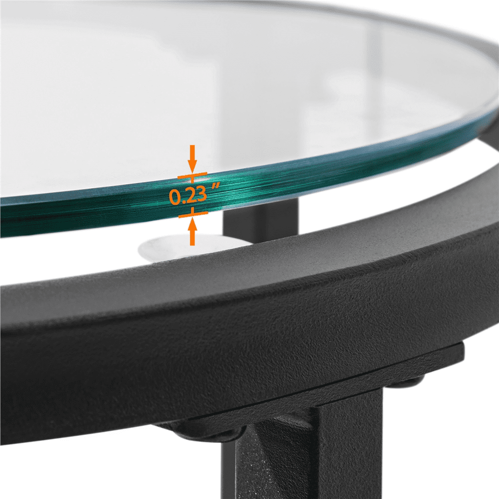 Renwick Round Metal and Glass Top Accent Table, Black