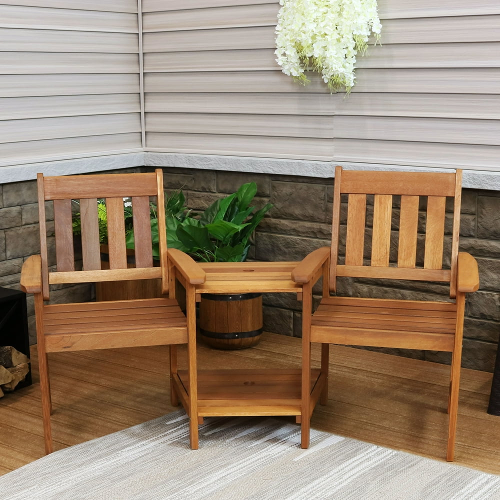 Sunnydaze Meranti Wood With Teak Oil Finish Outdoor Jack And Jill