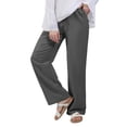 thumbnail image 4 of Women'S Cotton Linen Drawstring High Waisted Pants Casual Loose Fit Wide Leg Trousers Dark Gray XXXL, 4 of 7