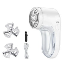 USB Rechargeable Fabric Shaver,Lint Remover,Lint Shaver,Cordless Removable Effectively Electric Dual Protection Sweater Shaver for Clothes,Legging,Sofa,Curtain,Socks - with 1 Extra Blades,White