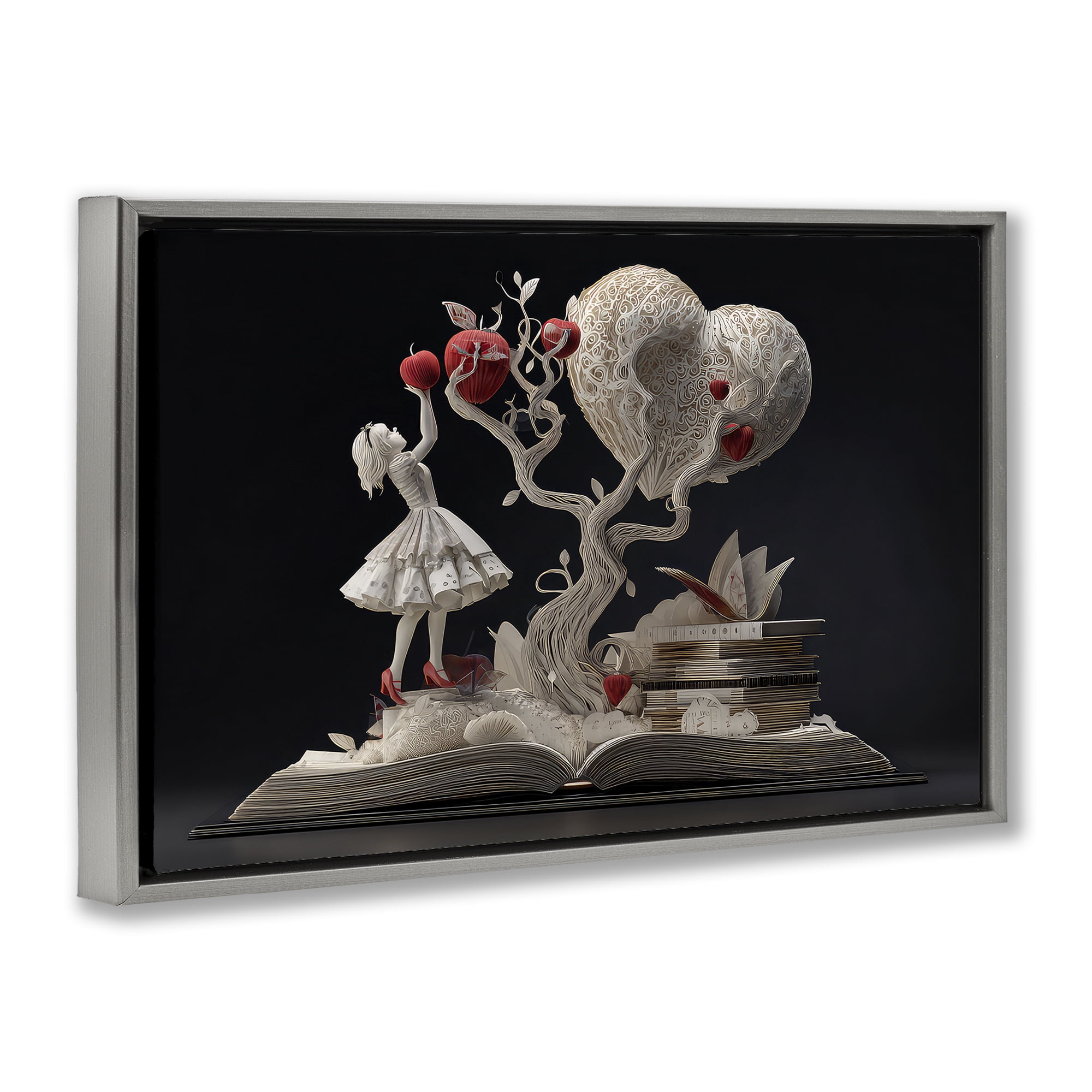 Stupell Industries Paper Sculpture Style Fairytale Gray Framed Floater Canvas Wall Art, design by The Wands Want