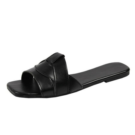

Youmylove Women Slide Slippers Spring Summer Fashion Cross Strap Casual Sandals Open Toe Flat Bottom Leisure Ladies Cozy Daily Walking