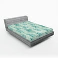 thumbnail image 2 of Ambesonne Jungle Boho Fitted Sheet, Dreamy Flowers Retro, King Size, Almond Green Sea Green, 2 of 5