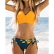 thumbnail image 3 of Conjunto de bikini para mujer, estilo cruzado, con cordones, traje de baño de dos piezas con cuello en V y estampado floral, 3 of 5