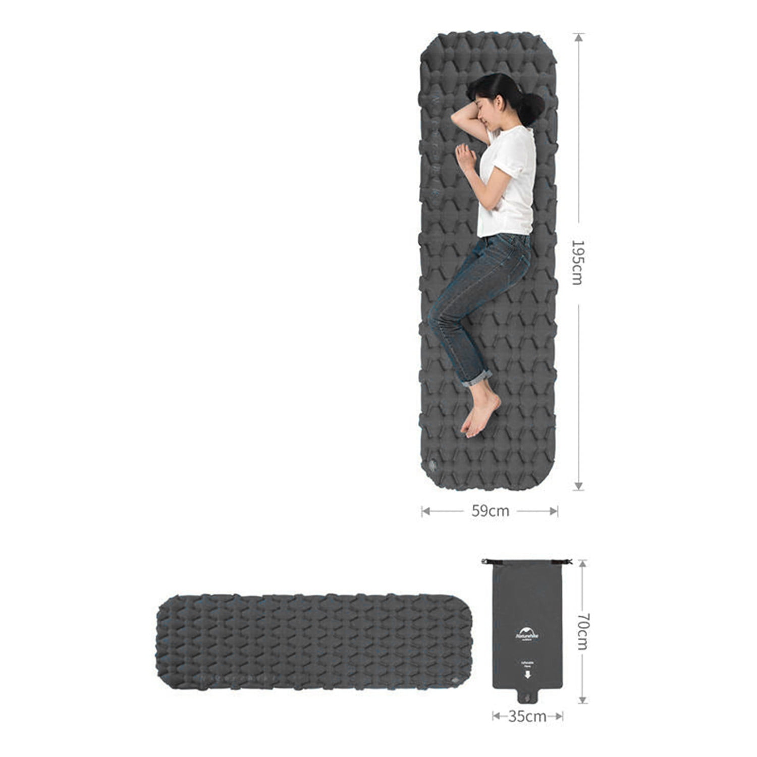 Naturehike Inflatable Camping Sleeping Pad,Ultralight 2.55"Thickness Camping Mattress,Compact Air Mat for Hiking,Traveling,Backpacking&Outdoor