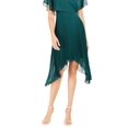 thumbnail image 3 of KENSIE DRESSES Womens Green Short Sleeve V Neck Midi Party Hi-Lo Dress 8, 3 of 4