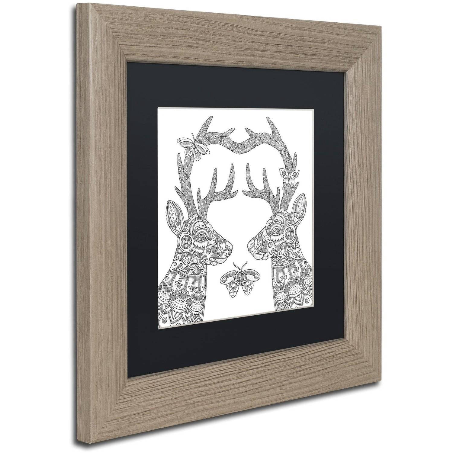 Trademark Fine Art 'Deer Lovers' Canvas Art by Filippo Cardu Black Matte, Birch Frame