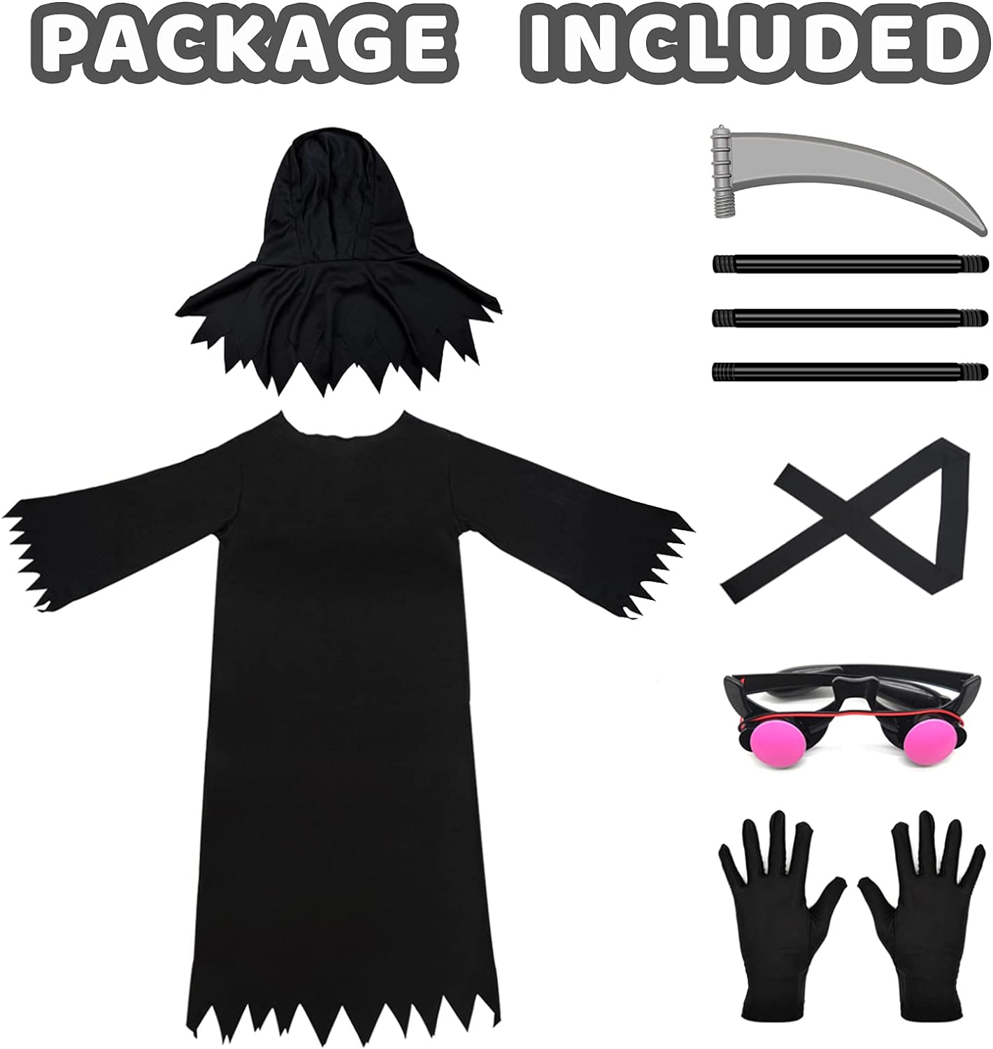Sefiry Adult Grim Reaper Costume with Glowing Red Eyes photo 4