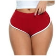 thumbnail image 3 of Ashirexll Workout Shorts Women, Solid Color High Waist Womens Stretchy Athletic Shorts Red S, 3 of 5