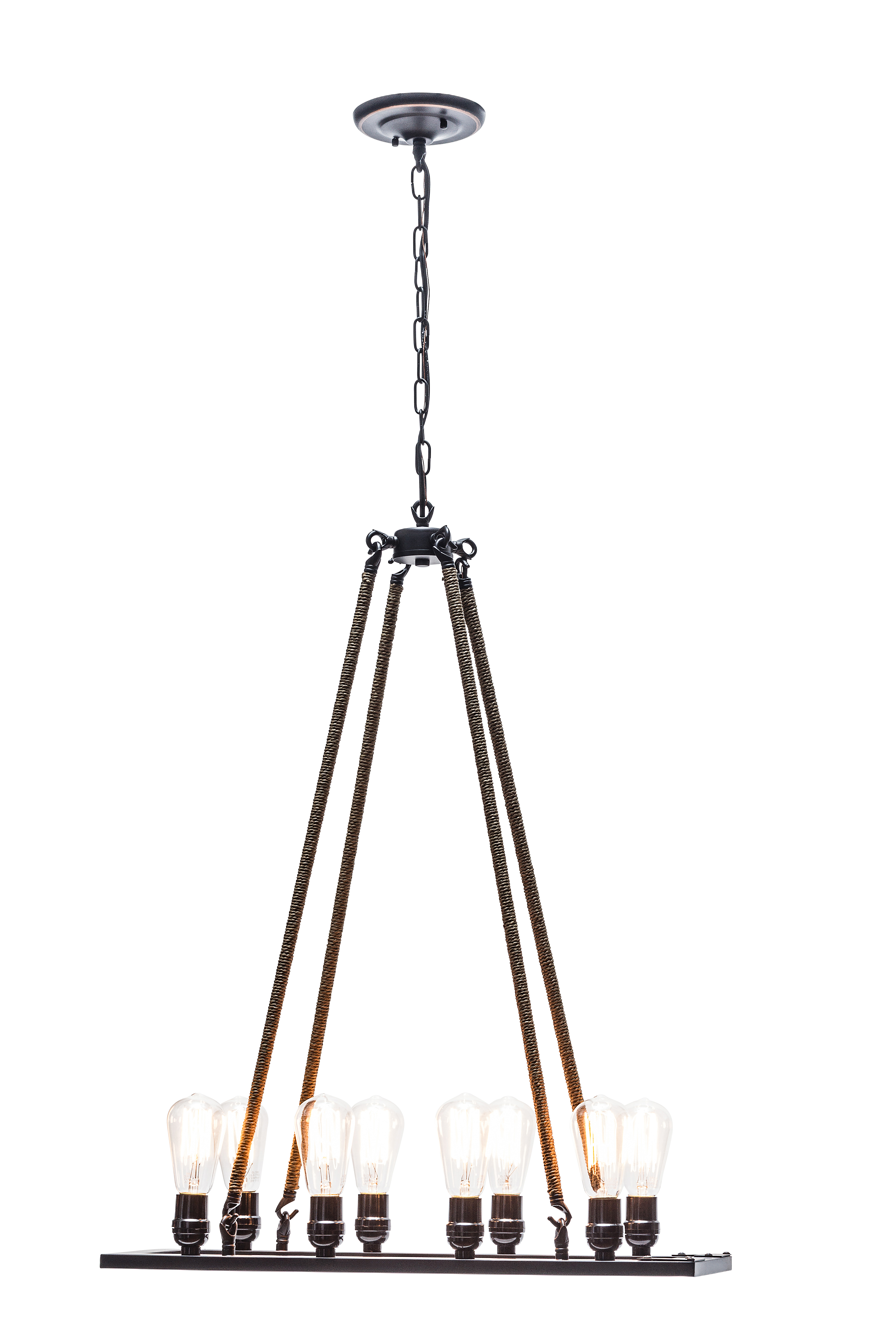 Globe Electric 8-Light Oil Rubbed Bronze Twine Wrapped Vintage Chandelier, 65038 - image 1 of 3