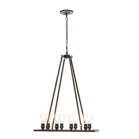 Rusticware Oil Rubbed Bronze - Globe Electric 8-Light Oil Rubbed Bronze Twine Wrapped Vintage Chandelier, 65038