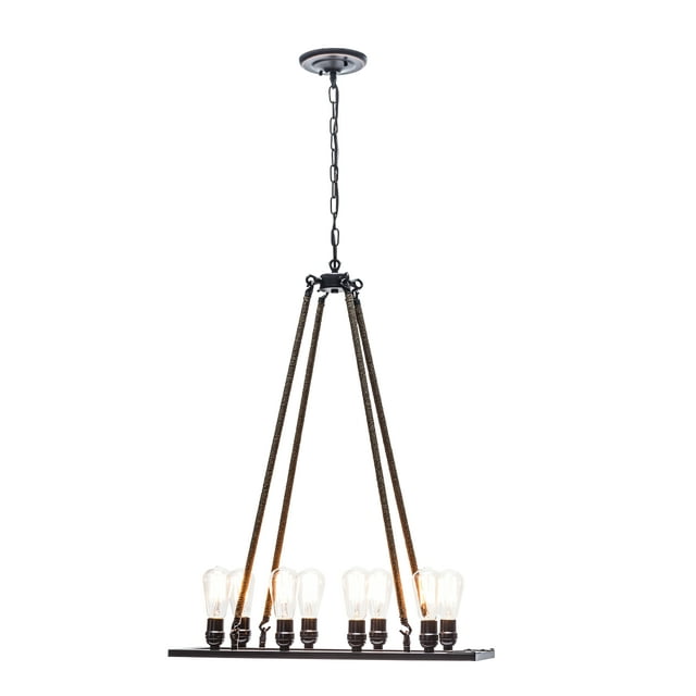 Globe Electric 8-Light Oil Rubbed Bronze Twine Wrapped Vintage Chandelier, 65038