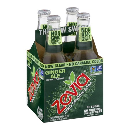 ZEVIA ZERO CALORIE SODA – GINGER ALE, 12 OUNCE GLASS BOTTLE, 4 COUNT