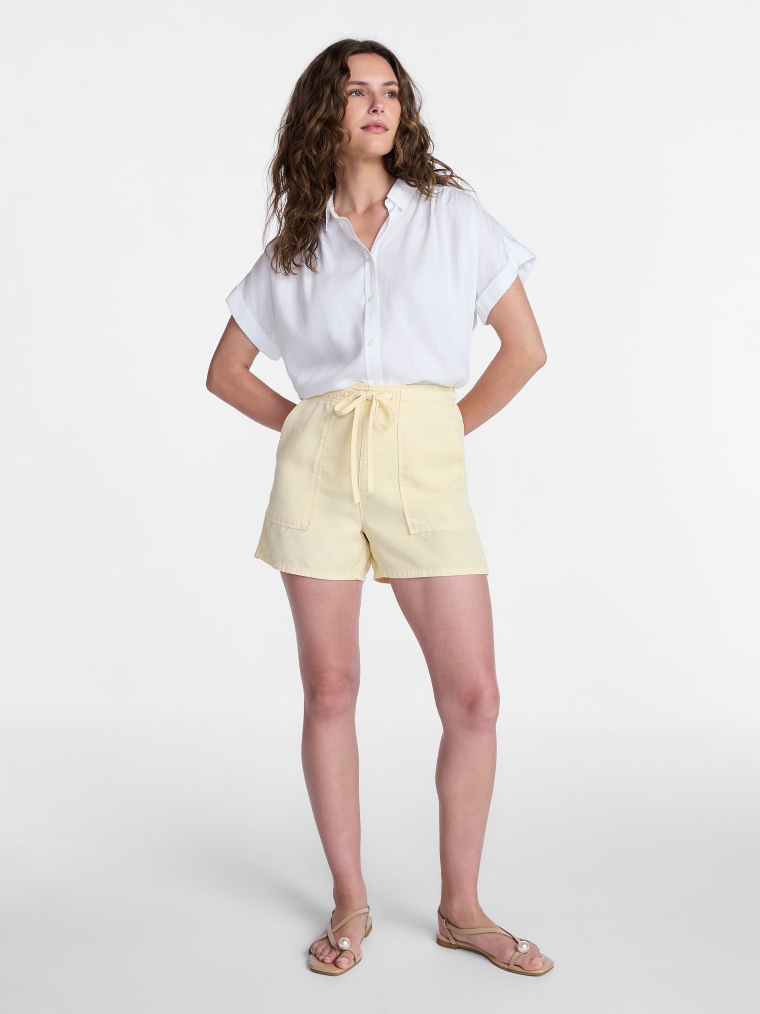 Time and Tru Women’s Soft High Rise Utility Shorts, 4” Inseam, Sizes XS-XXXL