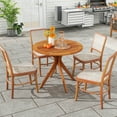 thumbnail image 4 of Costway 35.5 Inch Patio Wood Dining Table with Slatted Tabletop & Curved Legs for Backyard, 4 of 9