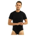 thumbnail image 2 of Dwaogom Men Short Sleeve Bodysuit Pajama Bodysuit One Piece Pajamas Rompers Basic Onesie, 2 of 9