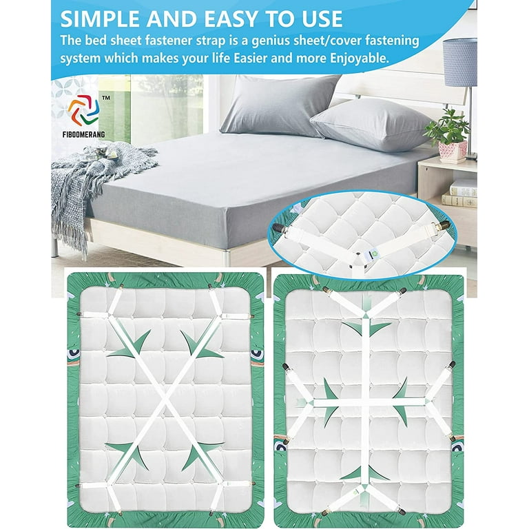 Sheet With Sheet Holder Strap, Fitting Clip Adjustable Elastic Cross Strap  Bedding Accessories Four Corner Sheet Fasteners For Round And Square  Mattresses (3-Way White) 