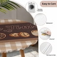 thumbnail image 6 of Vintage Coffee Time Fitted Tablecloth with Elastic Edged, Round Table Cloth for Dining Table, Farmhouse Desserts Brwon White Plaid Waterproof Oil Proof Table Cover for Indoor Outdoor 55"-60", 6 of 8