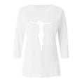 thumbnail image 3 of WILLBEST T-Shirts pour Femmes Mode Décontractée Col Rond Manches Mi-Longues Printemps Confortable Thème de Pâques Imprimé T-Shirt Haut 9, 3 of 3