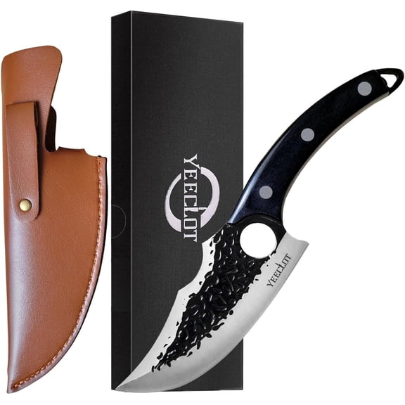 Yeeclot 6 inch Butcher Knife, Bone Knife, Meat Cleaver Knife with Viking Blade, High Carbon Stainless Steel, for Camping Outdoor, BBQ and Kitchen