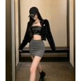 thumbnail image 6 of Women Bodycon High Waist Stretchy Mini Skirt Office Solid Color Dark Gray, 6 of 10